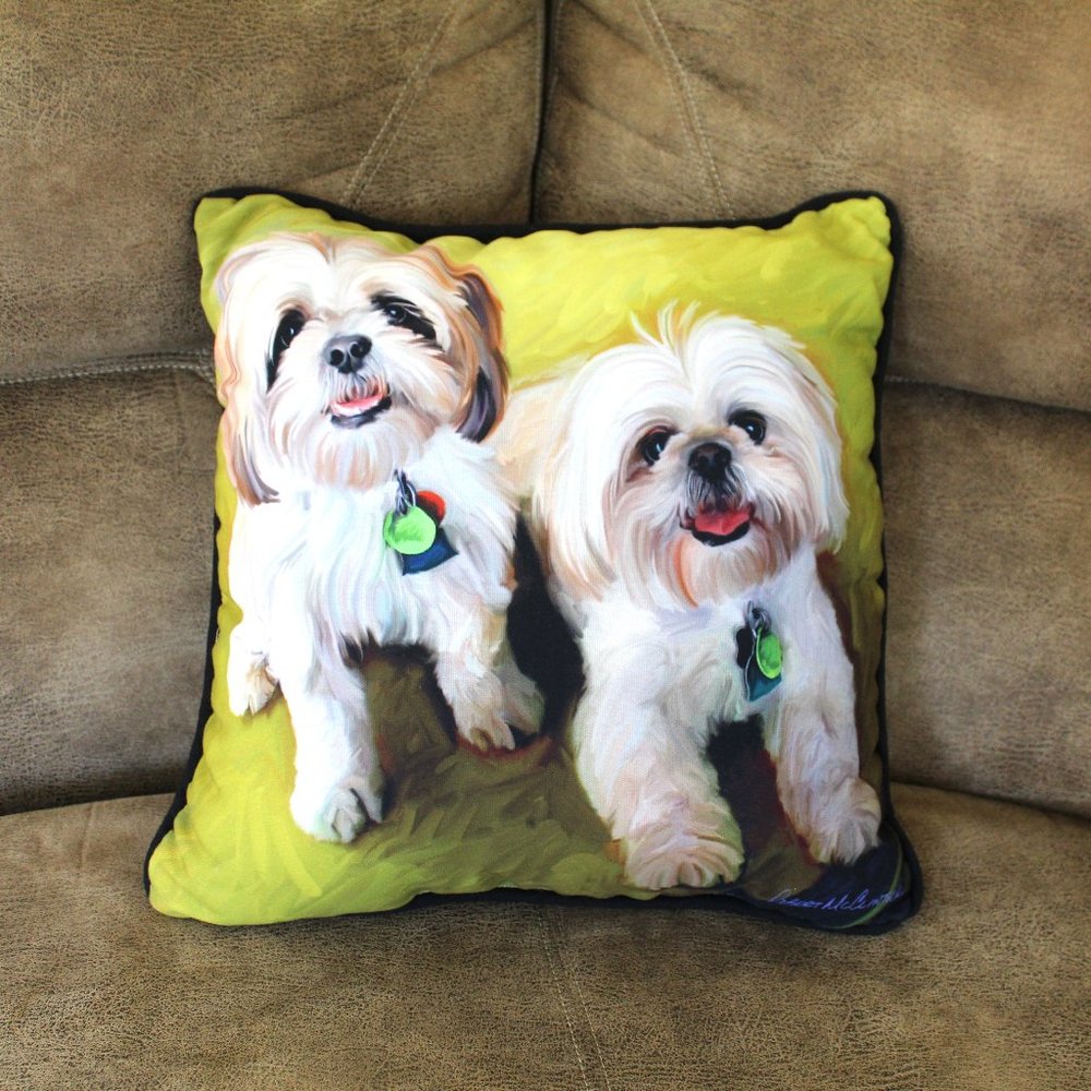 Lhasa Apso Art by Robert McClintock Decorative Throw Accent Pillow, Vibr…